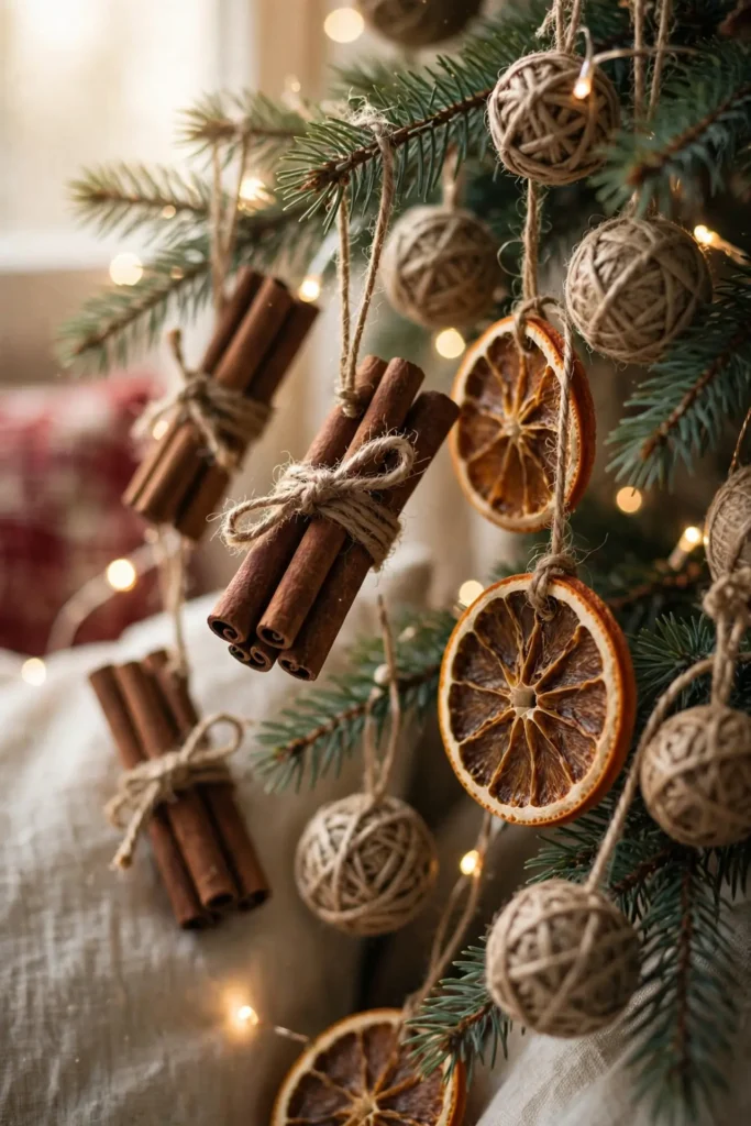 rustic christmas tree decorations handmade cinnamon orange slices