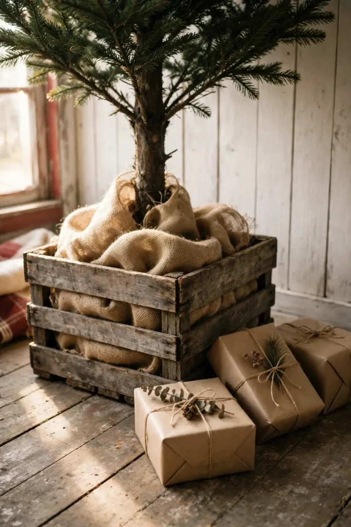 wooden crate christmas tree base farmhouse