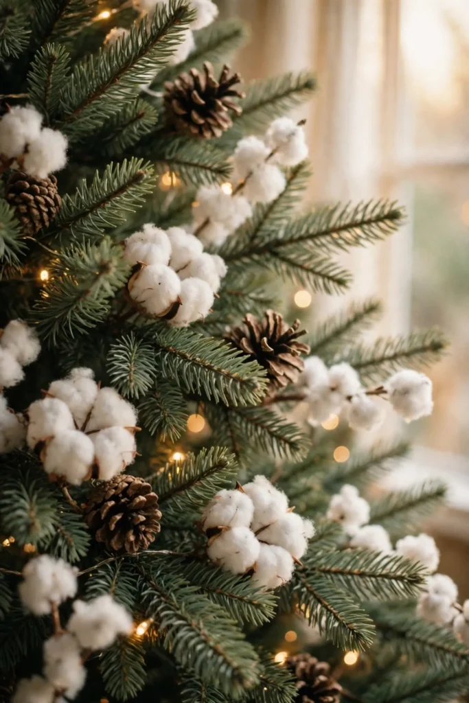 cotton stems pinecones christmas tree farmhouse