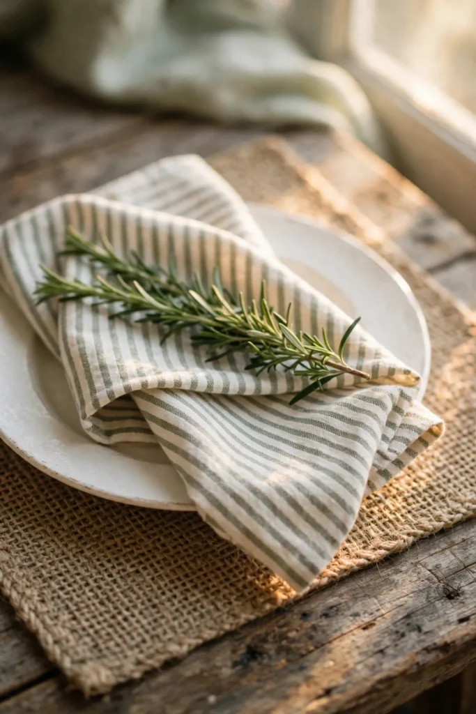 jute placemats farmhouse christmas place setting rosemary