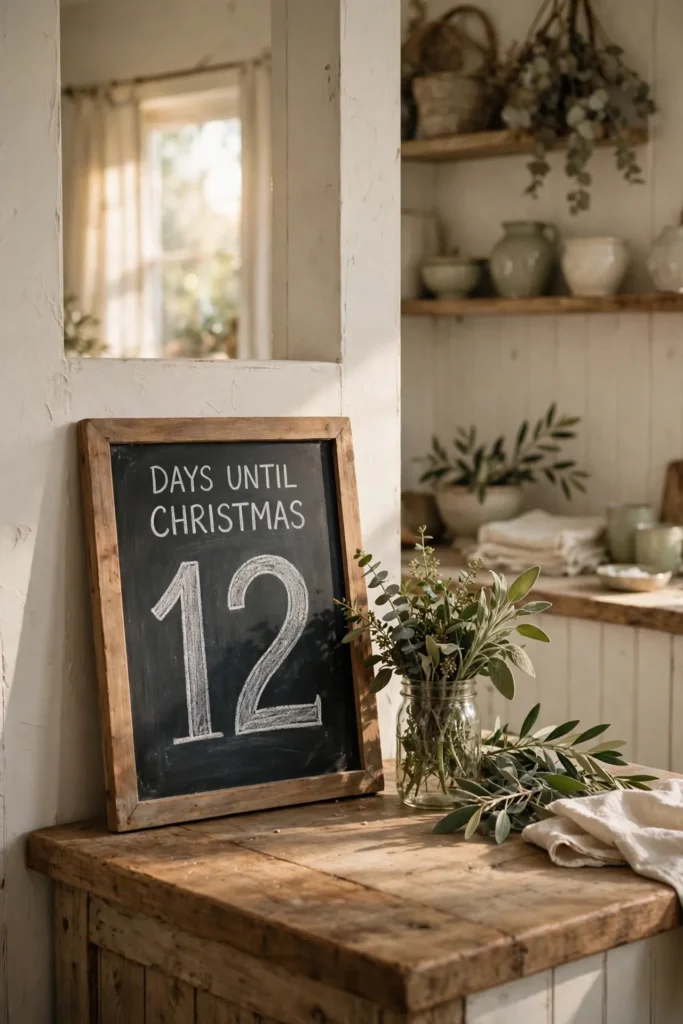 chalkboard christmas countdown sign farmhouse kitchen