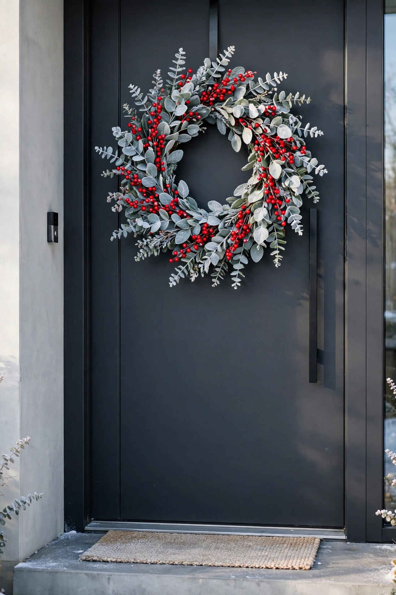 berry eucalyptus christmas wreath front door modern