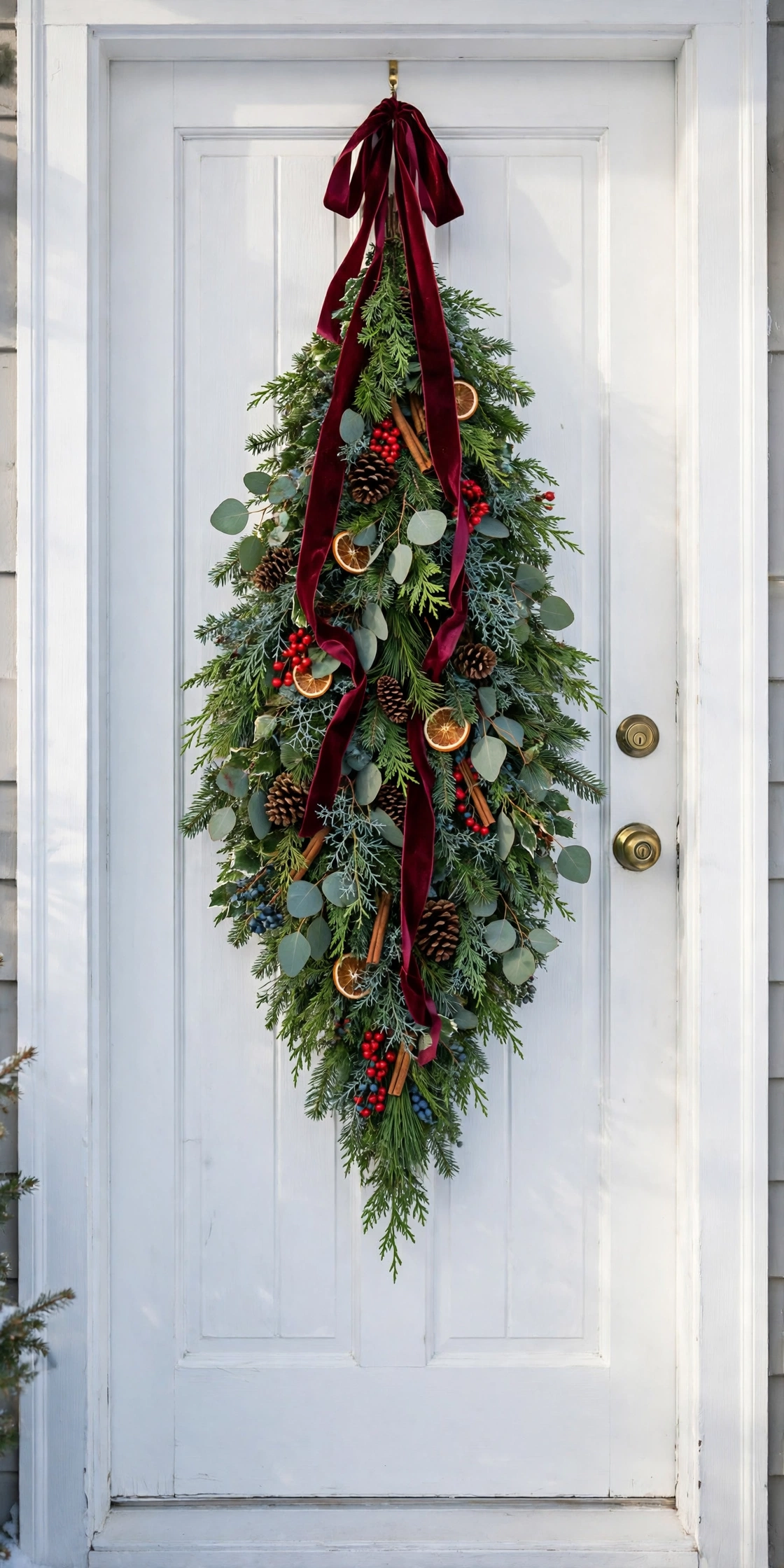 christmas door swag instead of wreath