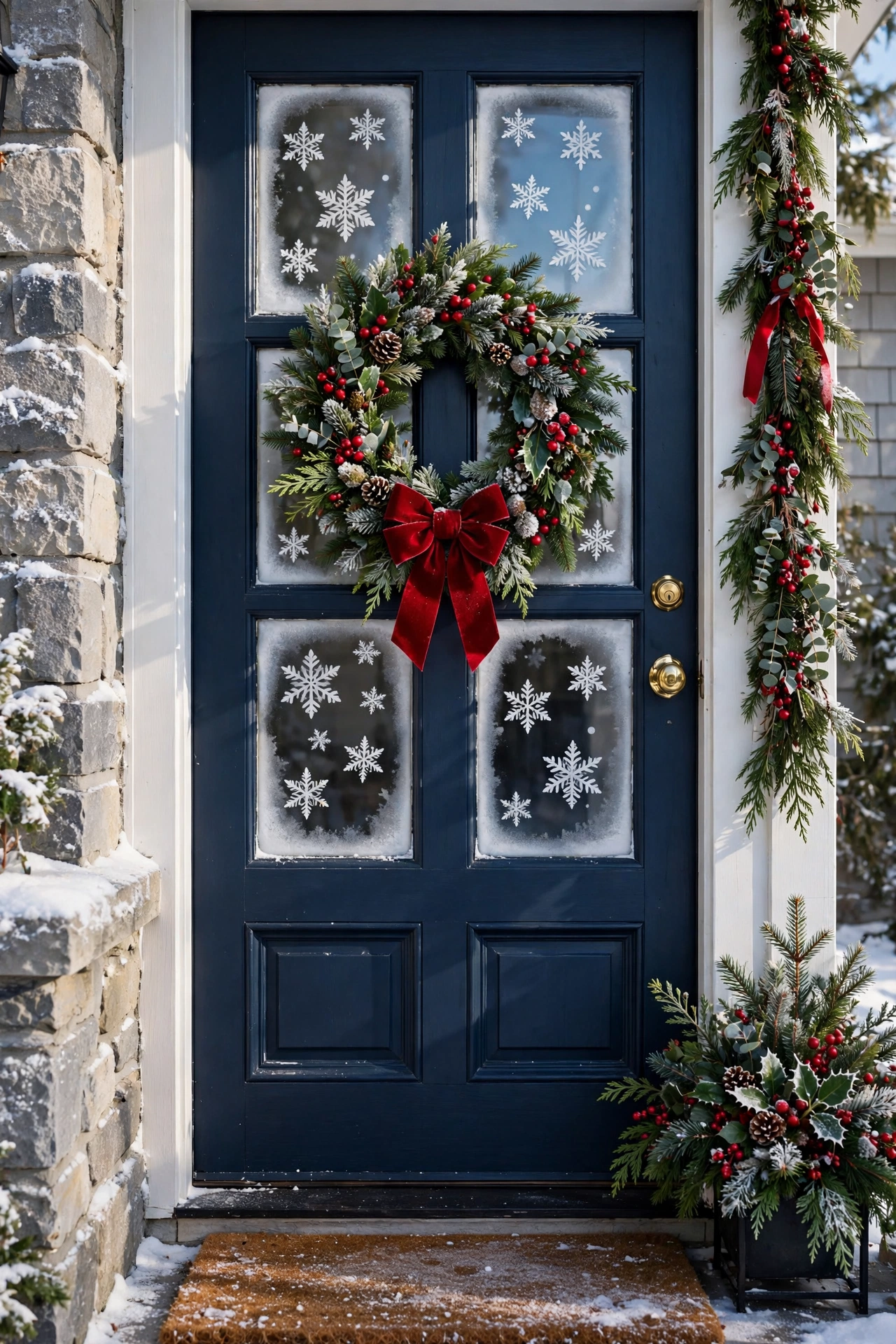 frosted christmas window decals front door glass