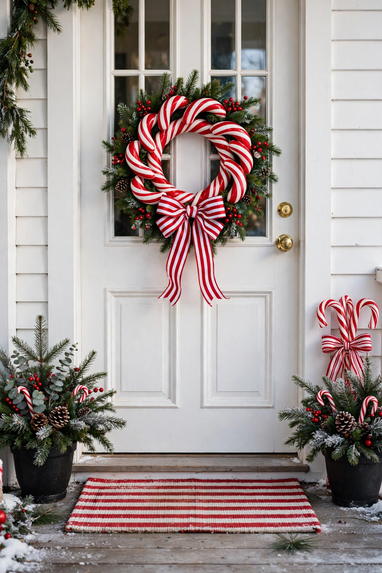 candy cane theme christmas front door kids
