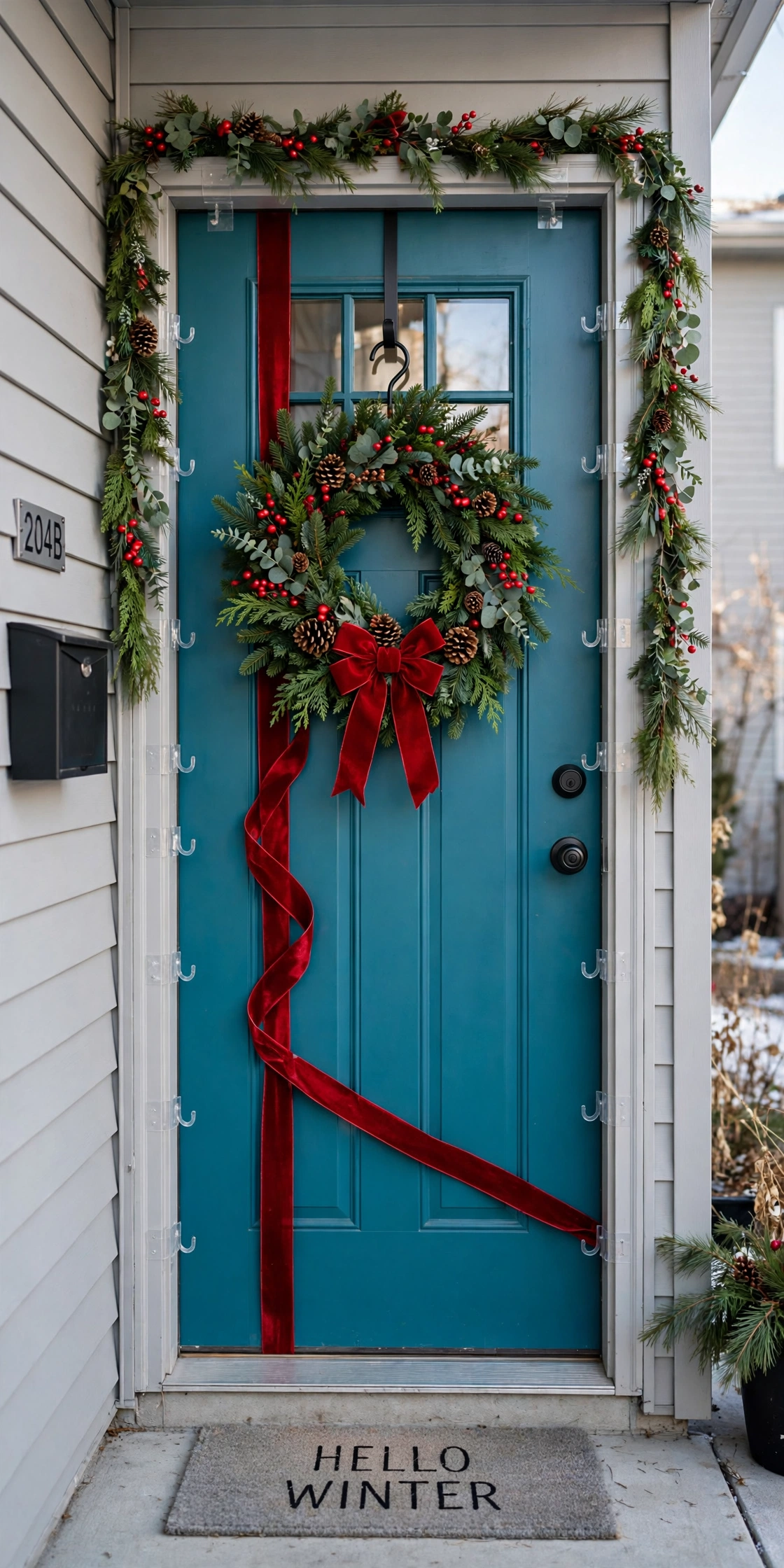 renter friendly christmas door decor no nails