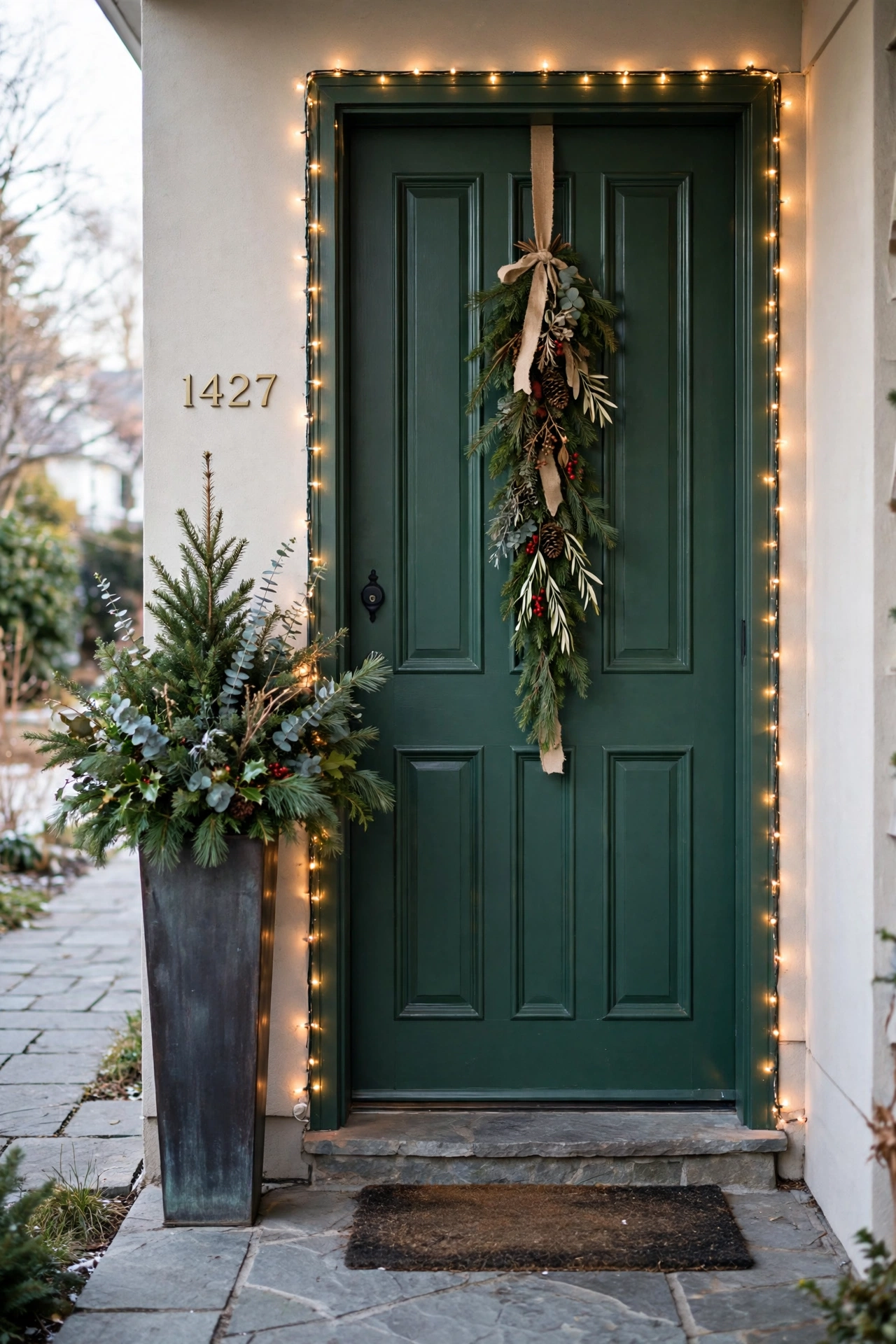 small entryway christmas door no porch