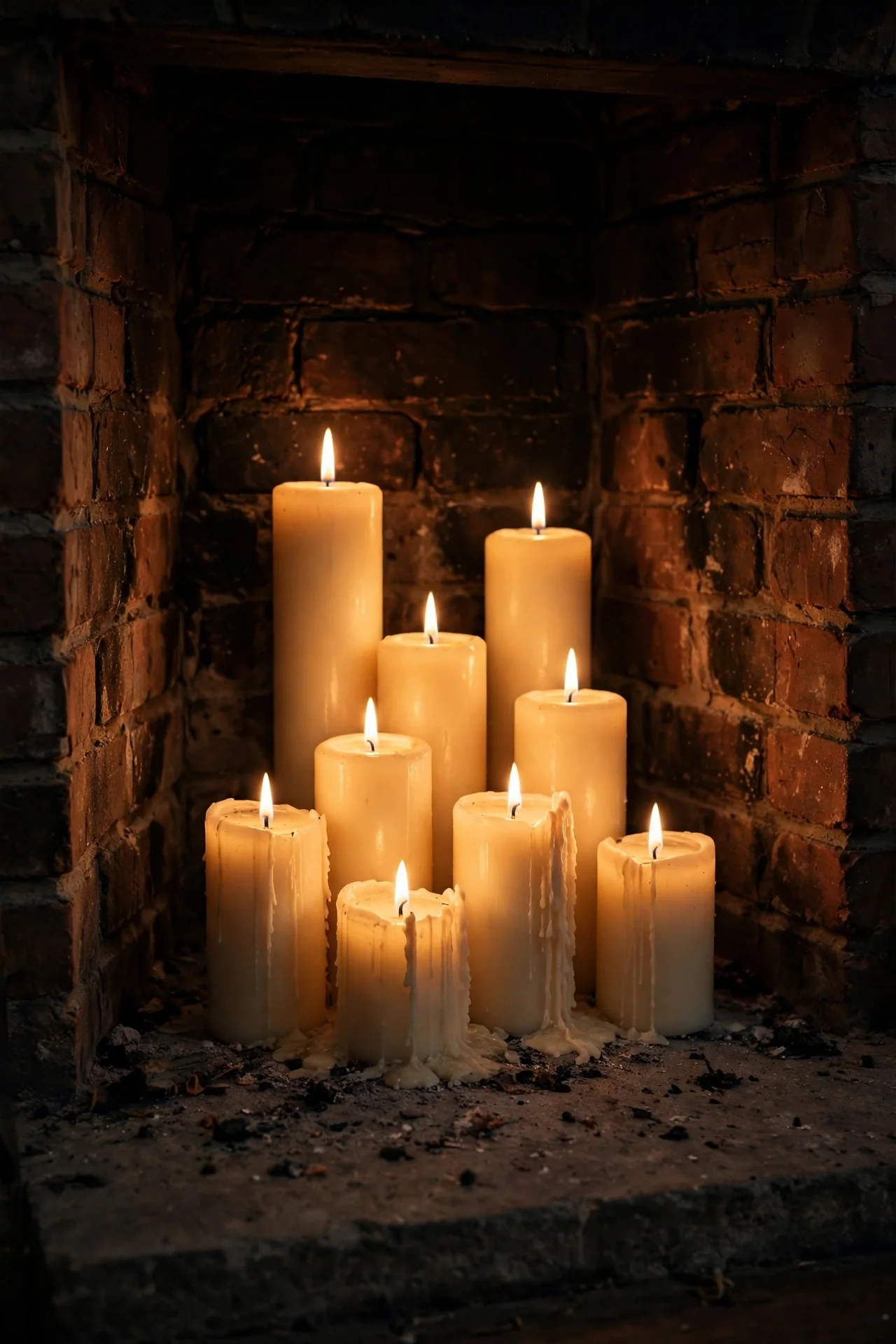 Candles Filling An Unused Firebox christmas fireplace firebox candles unused hearth