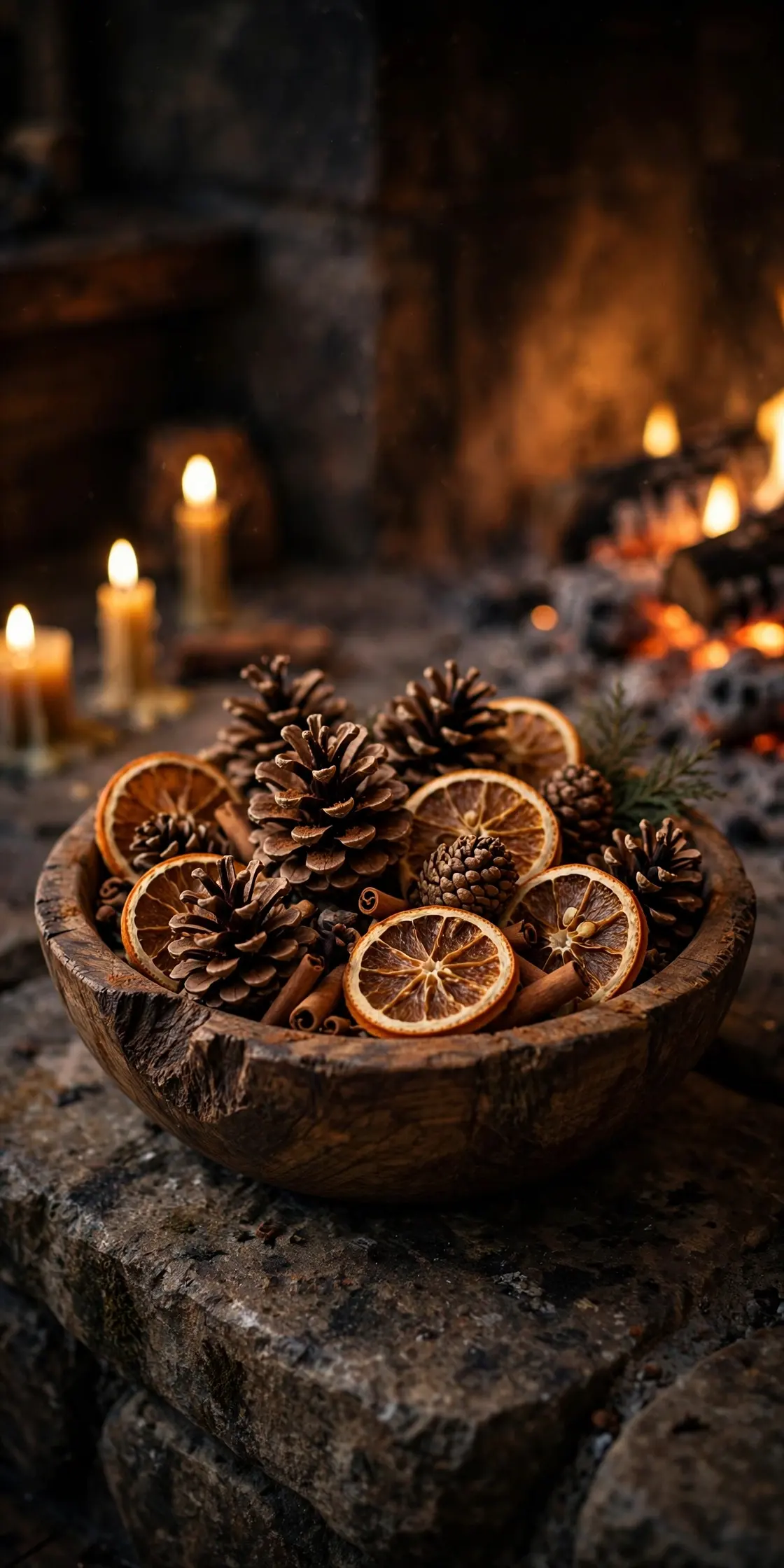 Fireside Scent With Pinecones And Cinnamon christmas fireplace scent simmer pot fireside cinnamon
