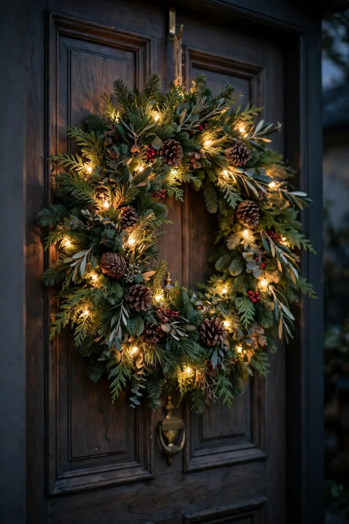 pre lit christmas wreath outdoor