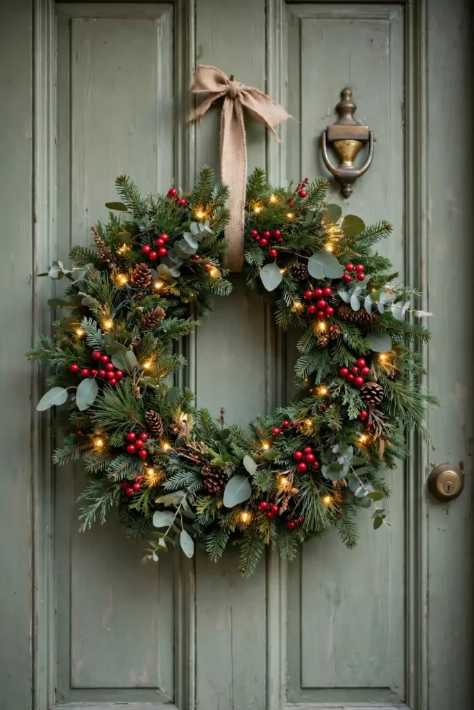 lighted christmas wreaths for front door