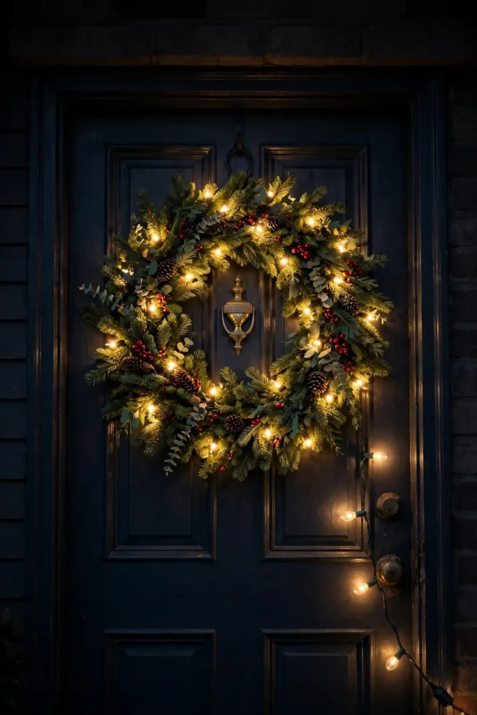 outdoor lighted christmas wreath