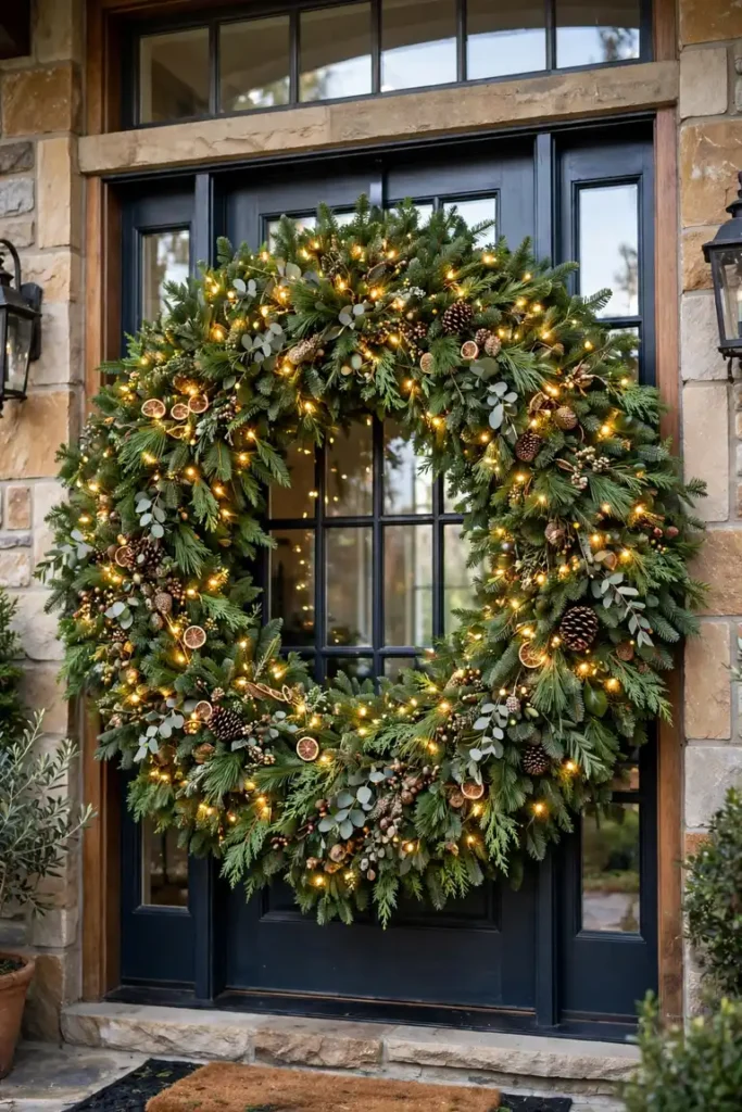 large outdoor lighted christmas wreaths