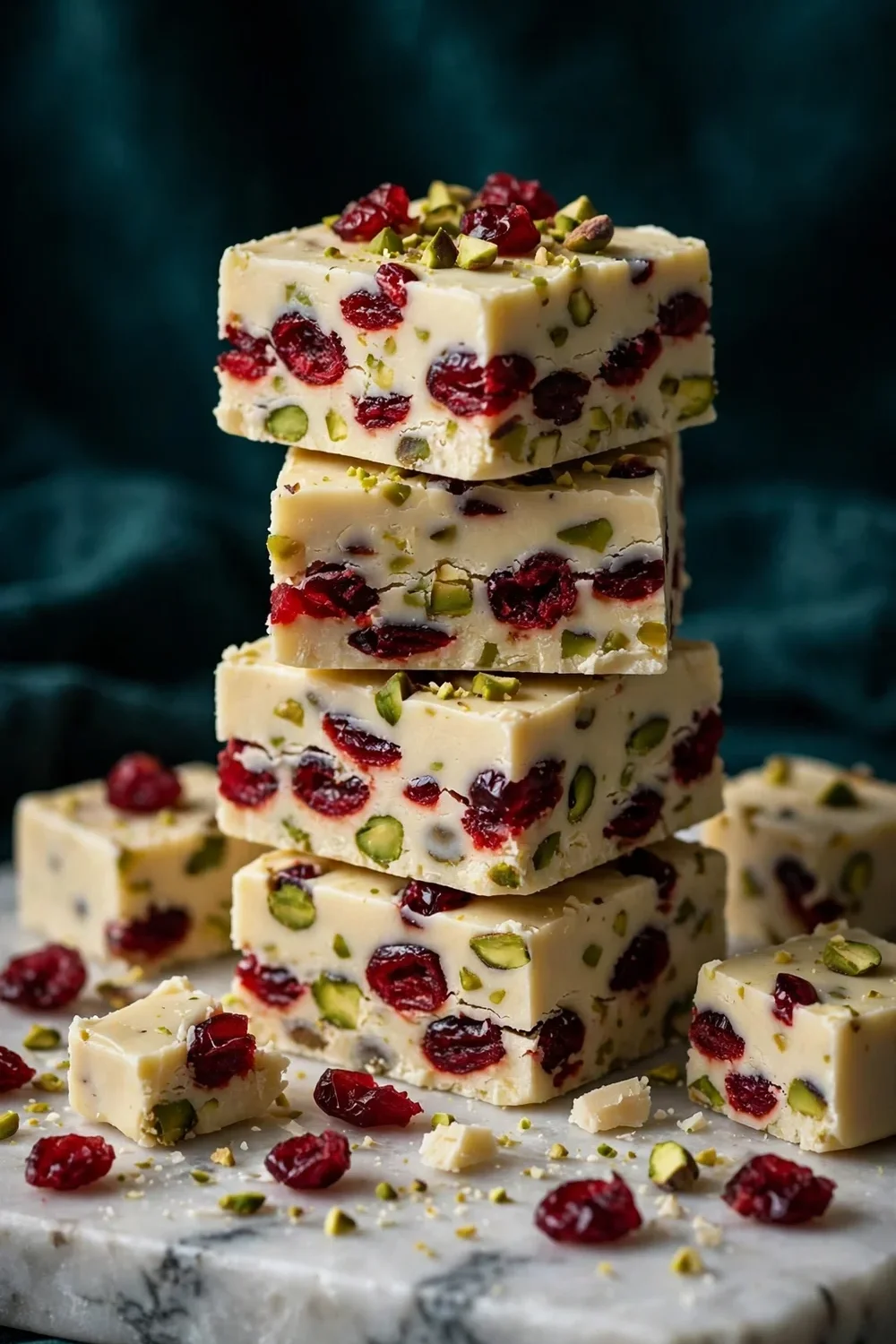 cranberry pistachio white chocolate fudge