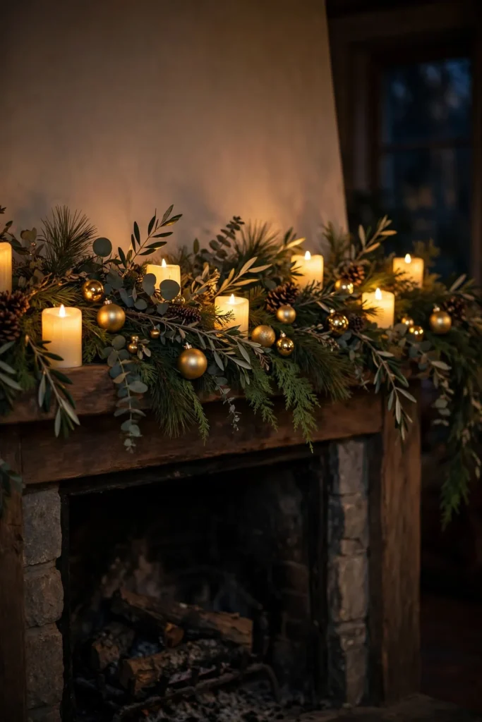 garland for fireplace mantel