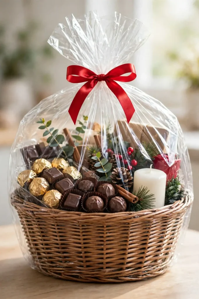 how to shrink wrap a gift basket