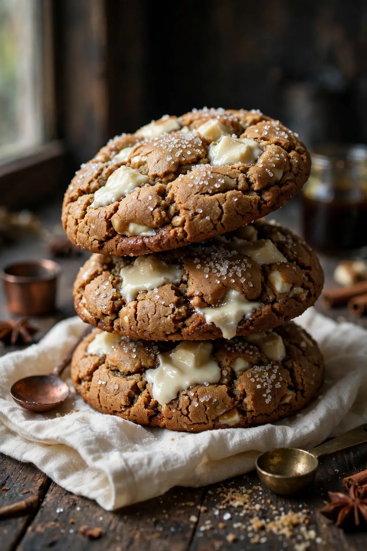 bakery style white chocolate chunk gingerbread cookies