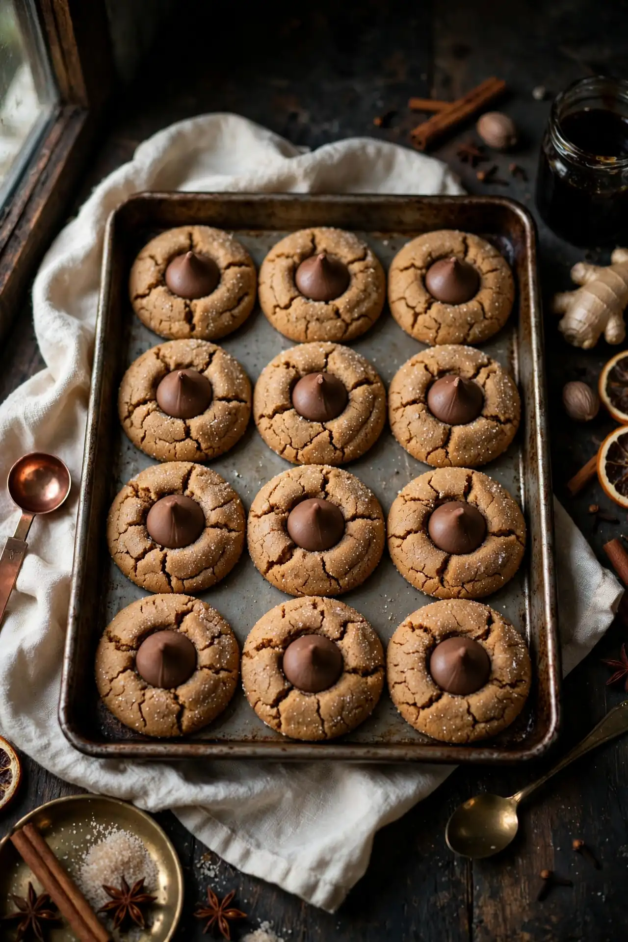 gingerbread kiss cookies blossom cookies with chocolate