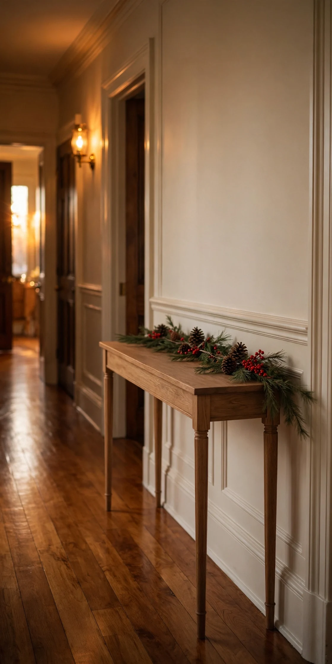 console table christmas decor hallway slim garland