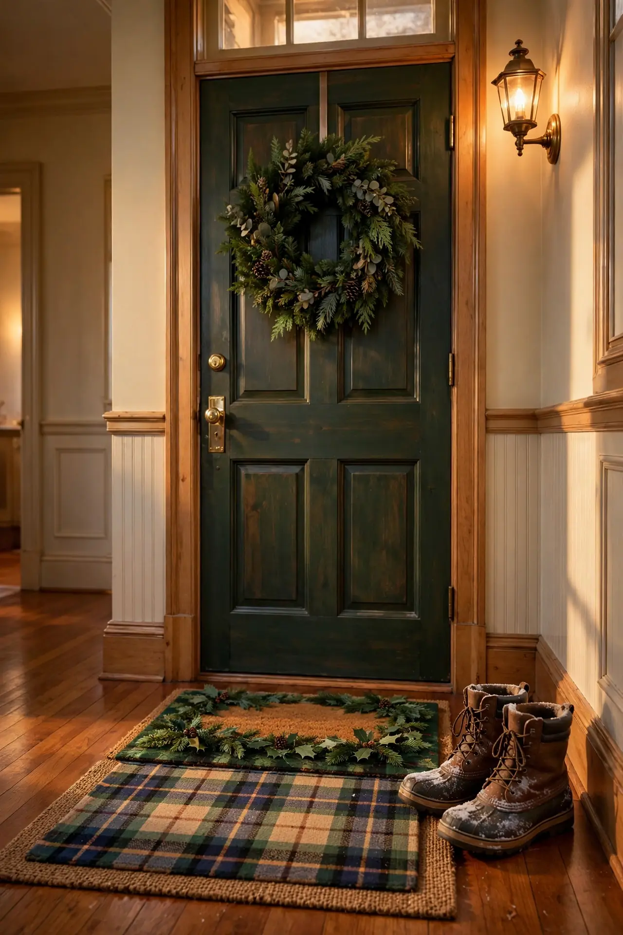 christmas doormat hallway entrance layered