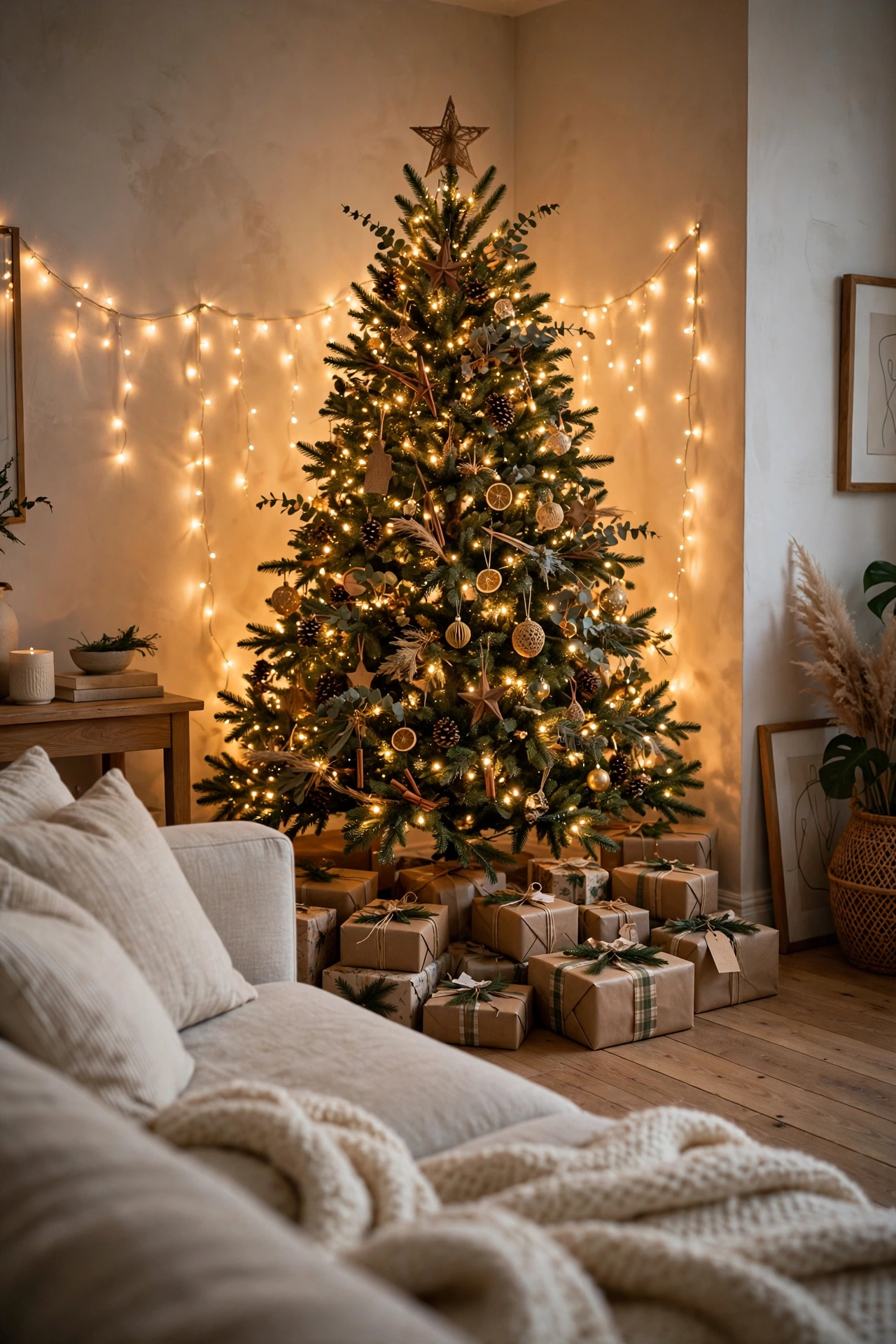 christmas tree corner living room styled