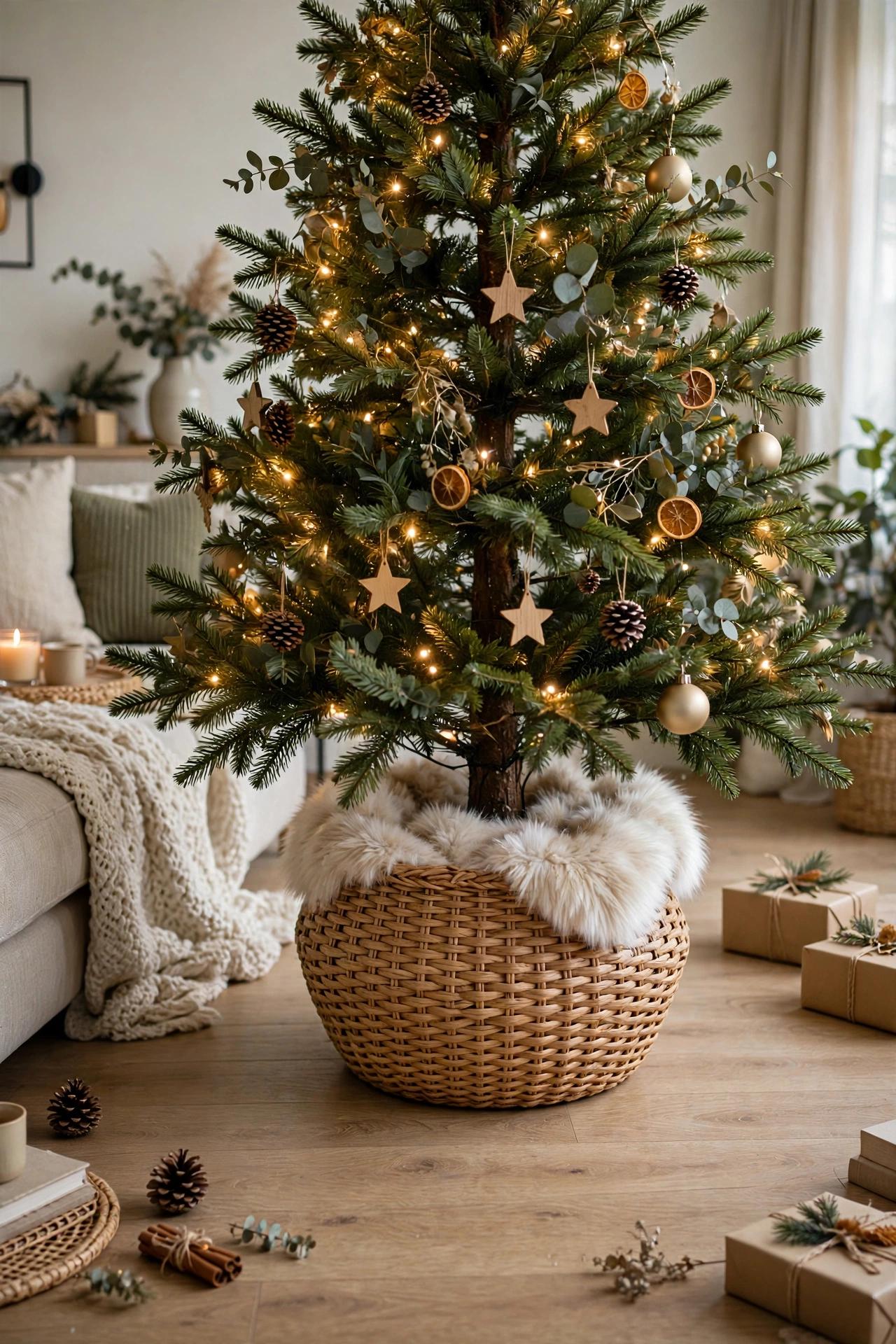 christmas tree collar basket living room