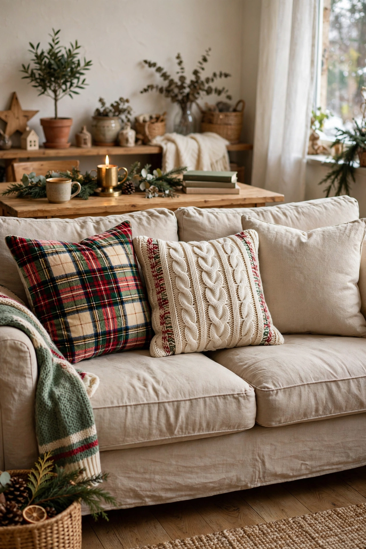 christmas throw pillows sofa living room