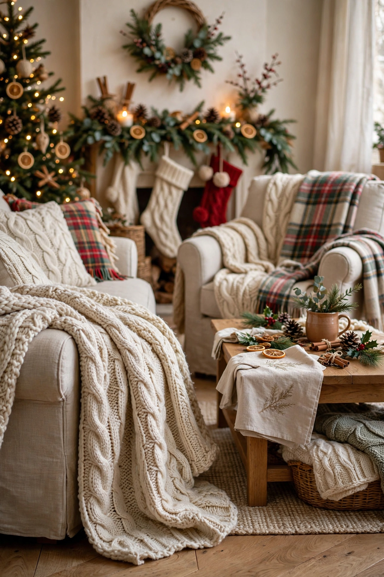 christmas throw blanket sofa arm living room