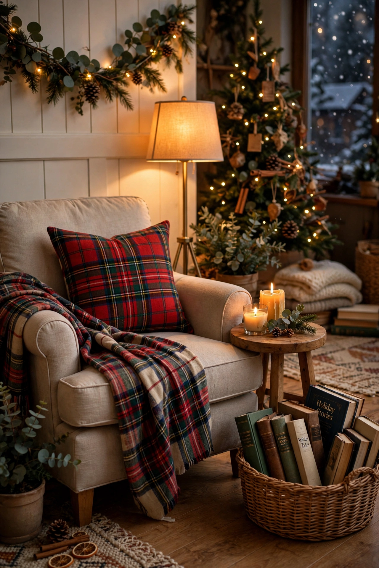 christmas armchair reading corner cozy