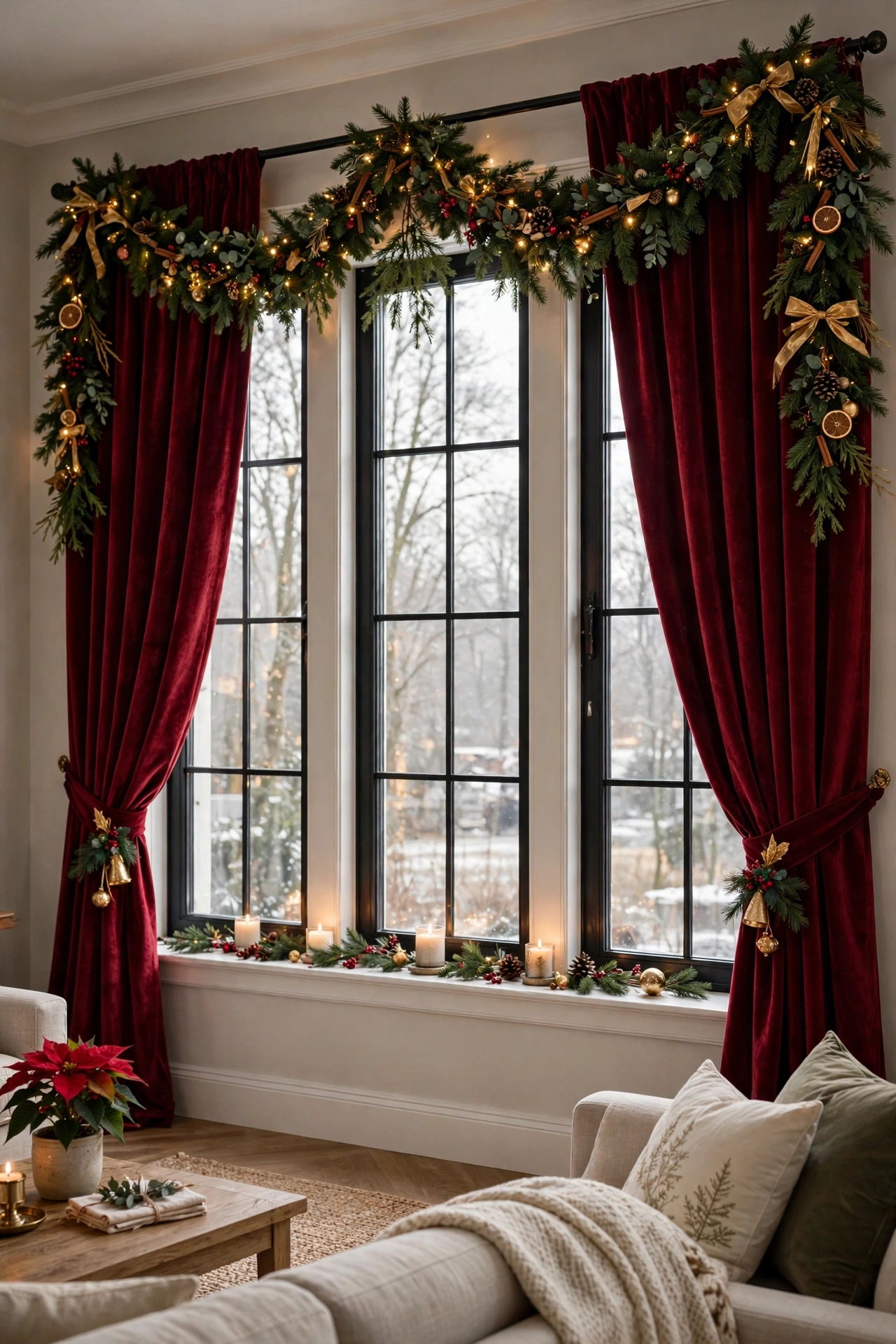 christmas curtains living room plaid panels