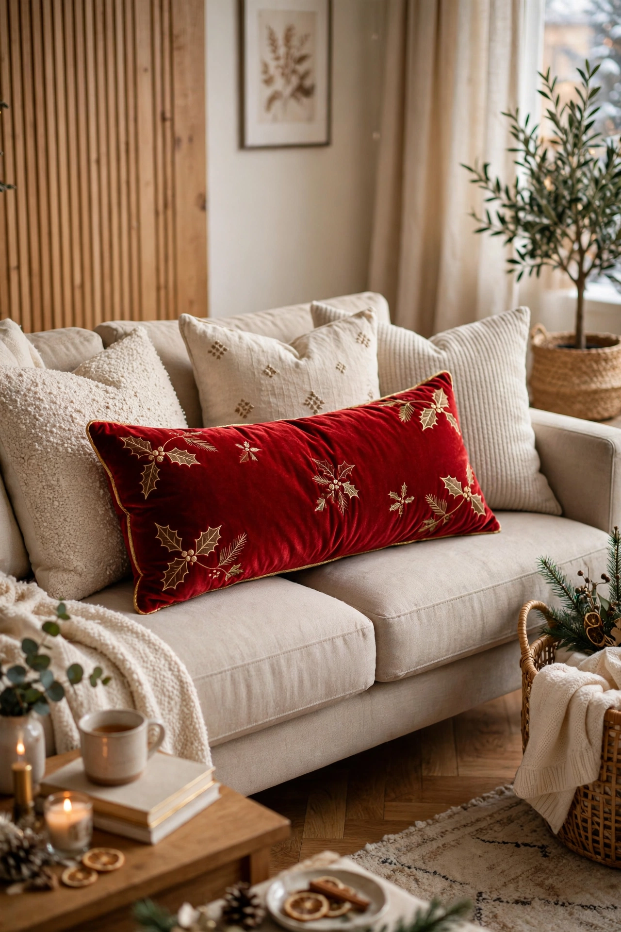 christmas throw pillows lumbar red green