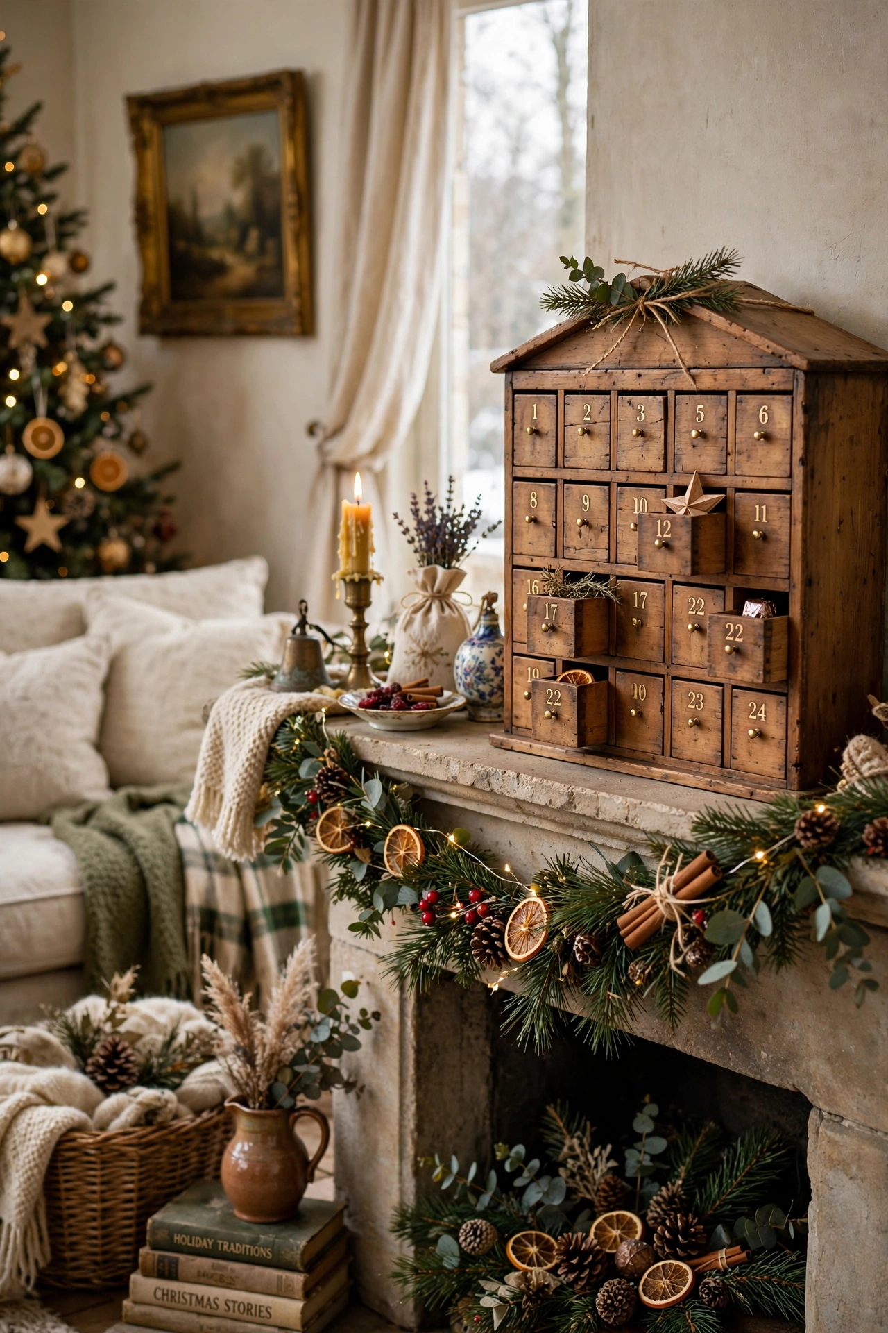 christmas advent calendar living room display
