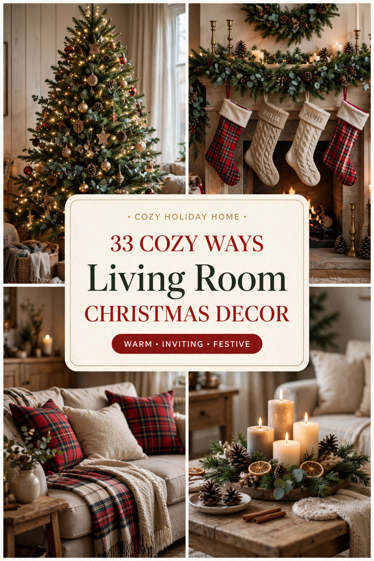 christmas living room decor ideas collage 33 cozy ways