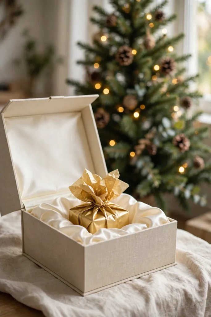 luxury christmas gift wrapping satin lined box