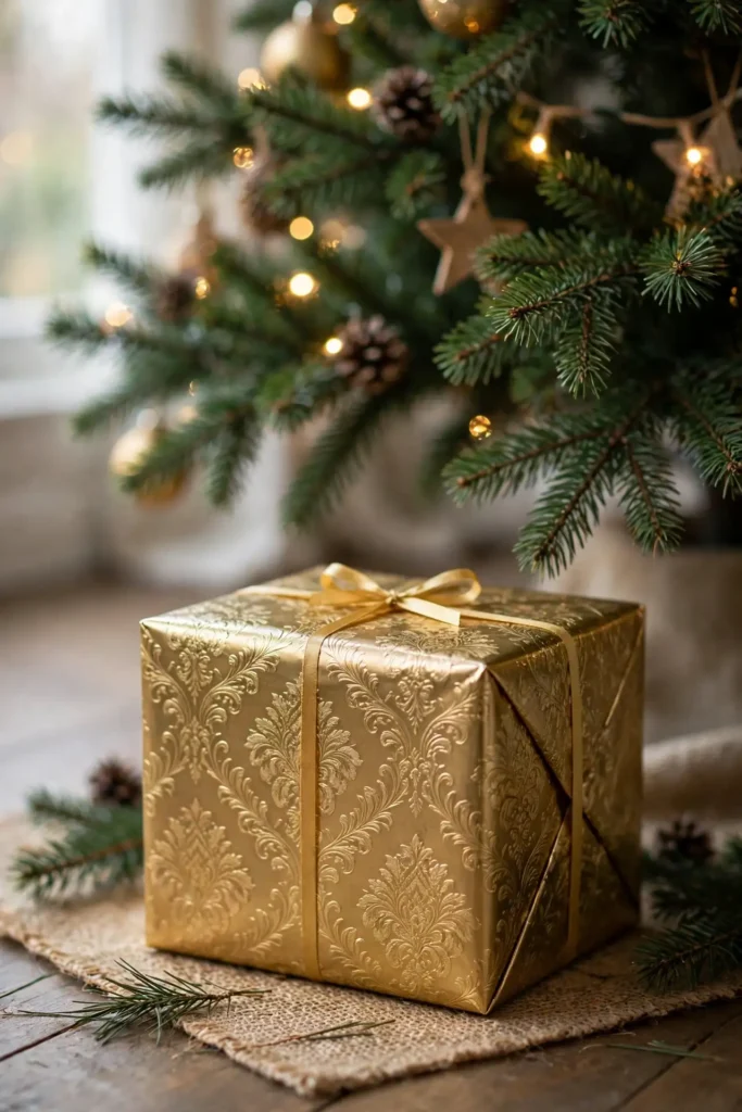 luxury foil christmas wrapping paper damask