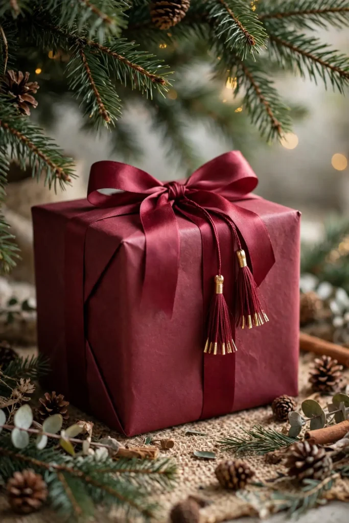 luxury christmas gift wrapping gold tassel