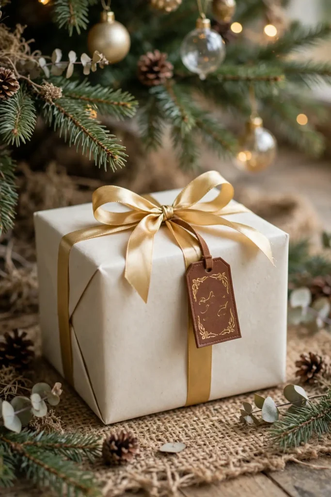 luxury christmas gift wrapping leather tag
