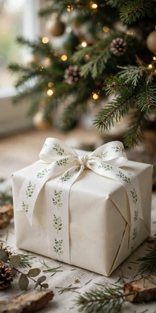 luxury christmas gift wrapping hand painted ribbon