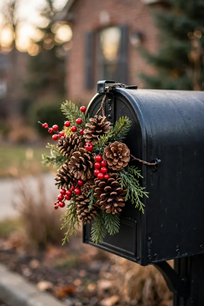 pinecone berry cluster mailbox christmas natural