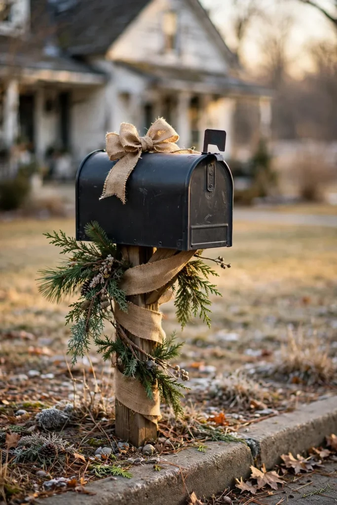 burlap rustic christmas mailbox decor