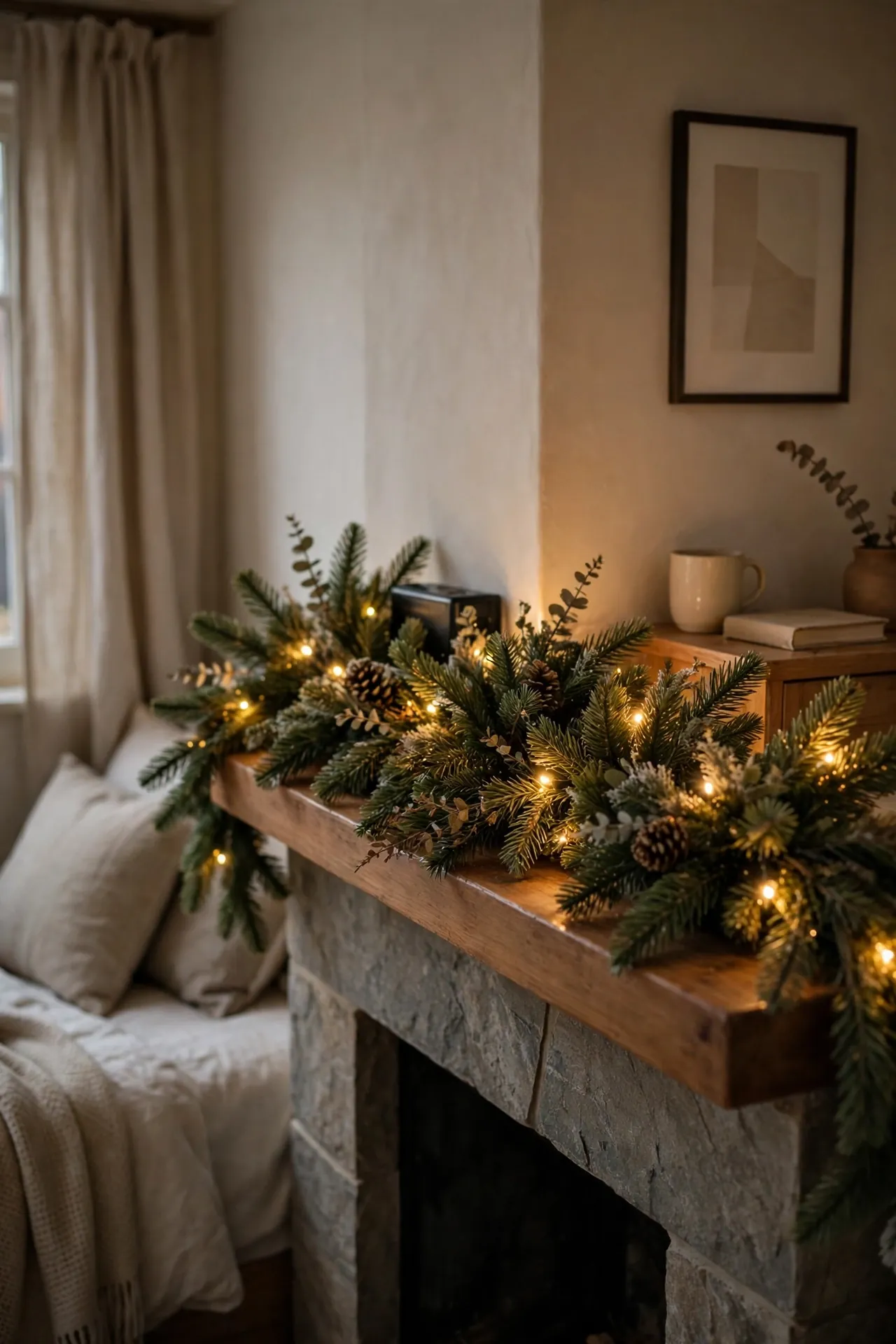 garland for fireplace mantel