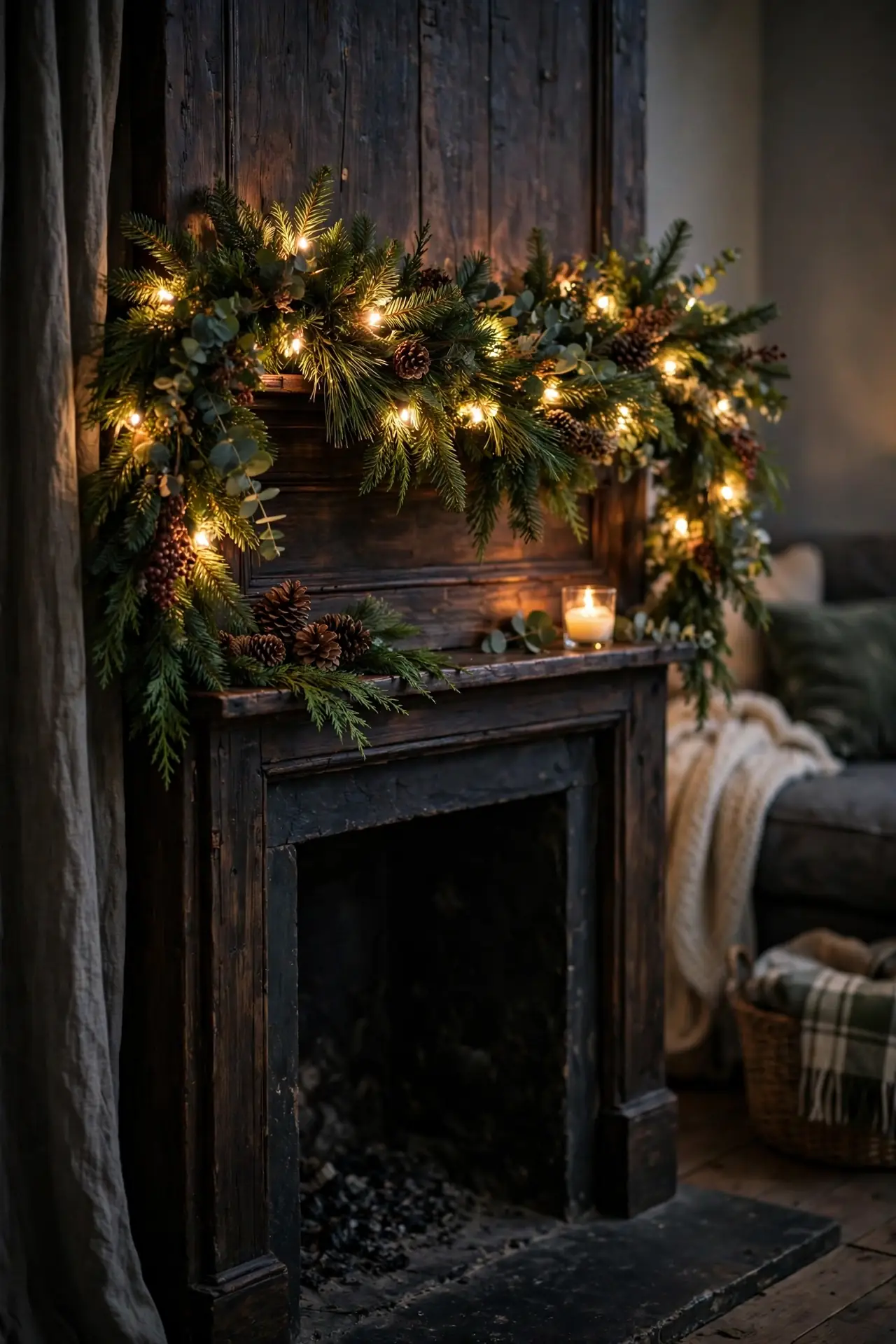 mantle garland with lights