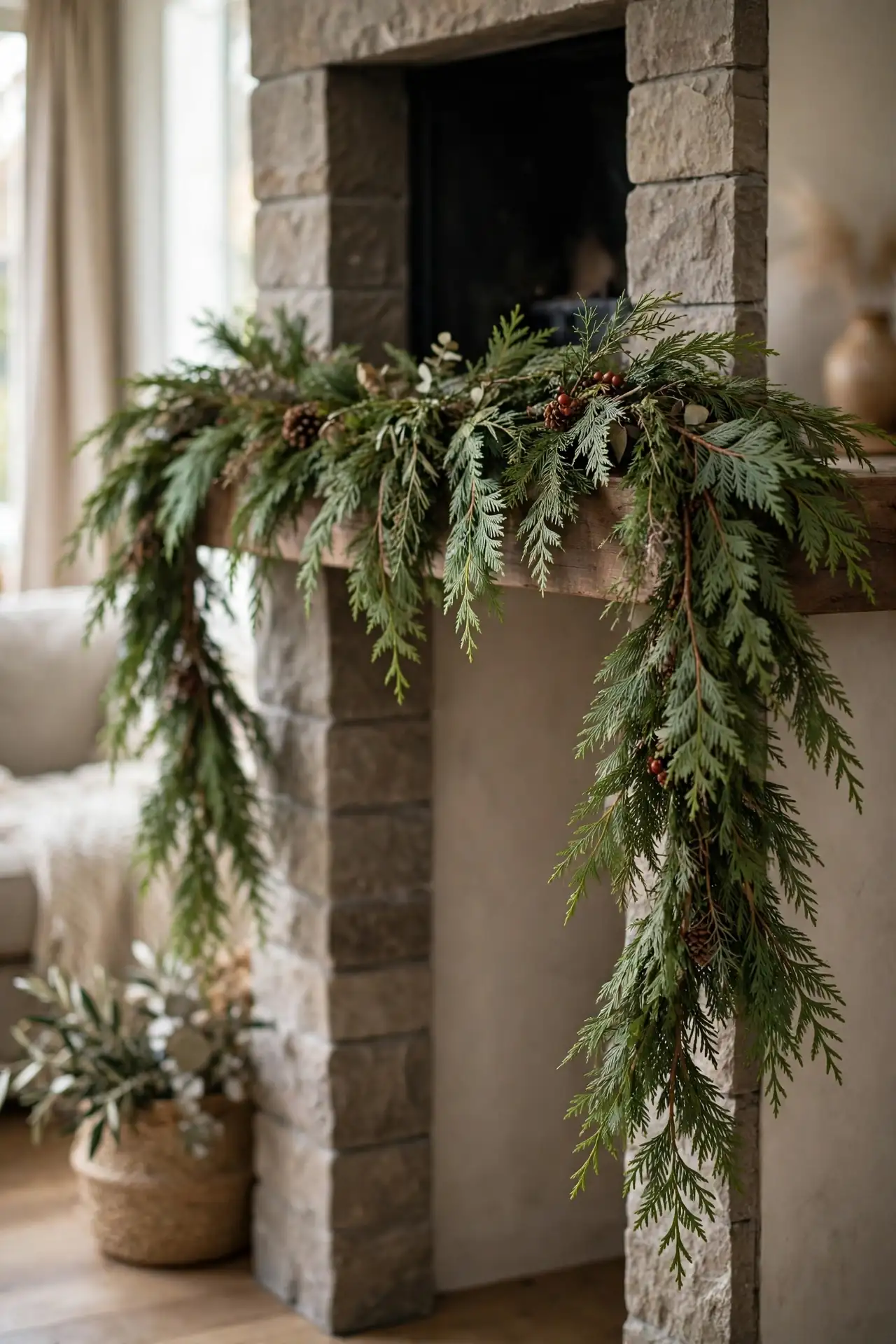 mantel greenery