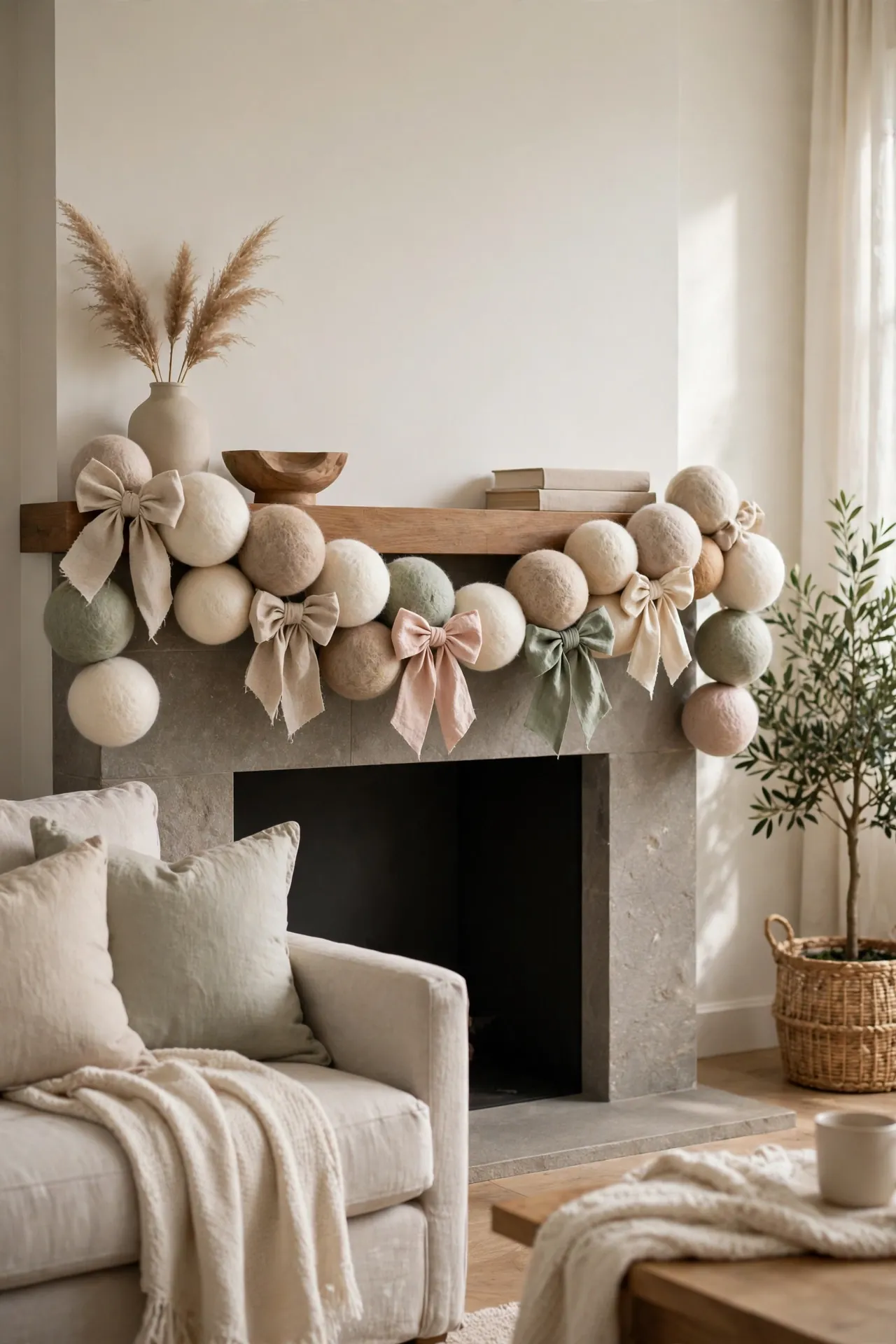 mantle with garland
