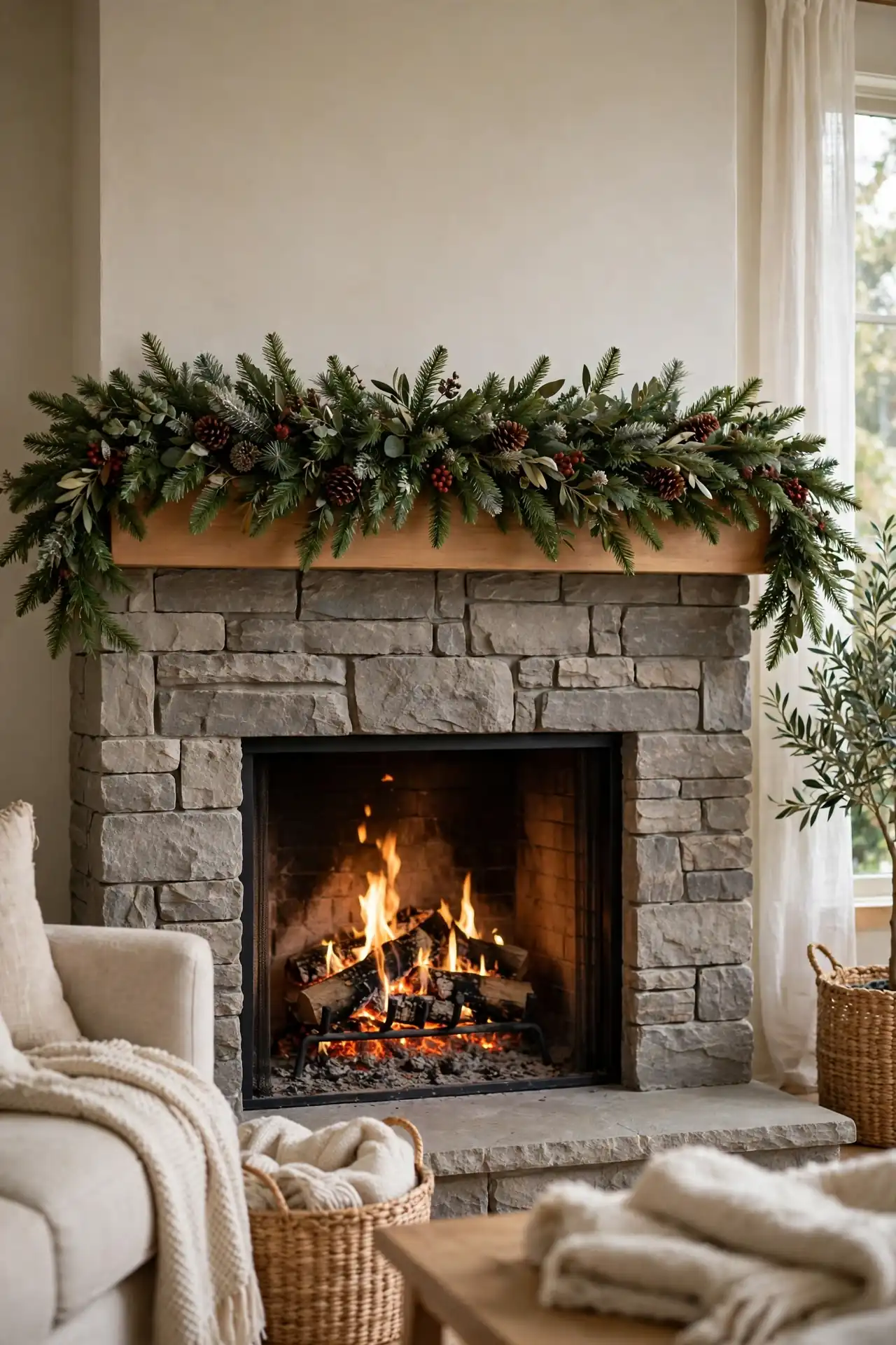 winter garland for mantle
