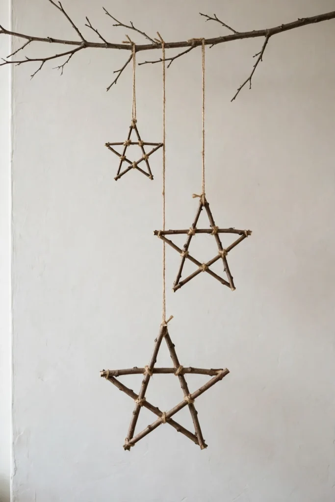 minimalist christmas tree decor bare twig stars
