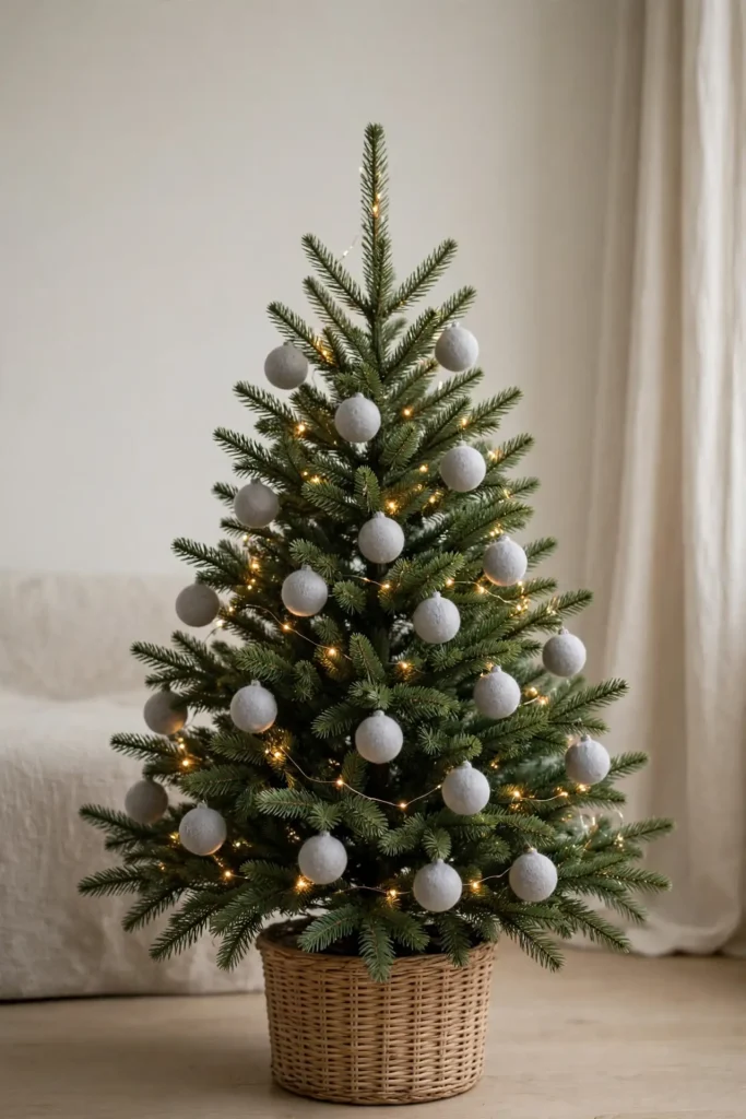 minimalist ornament set soft grey baubles