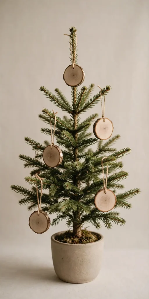 minimalist christmas ornament plain wood slice discs