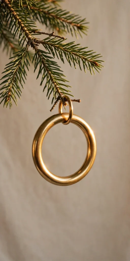 minimalist christmas ornament single brass ring