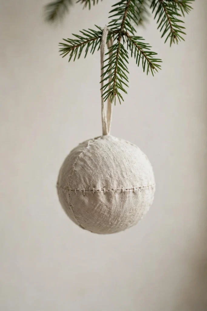 minimalist ornament set handmade linen bauble
